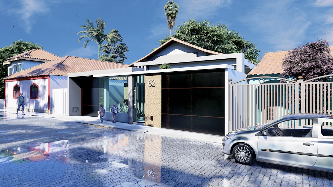 a car is parked in front of a house